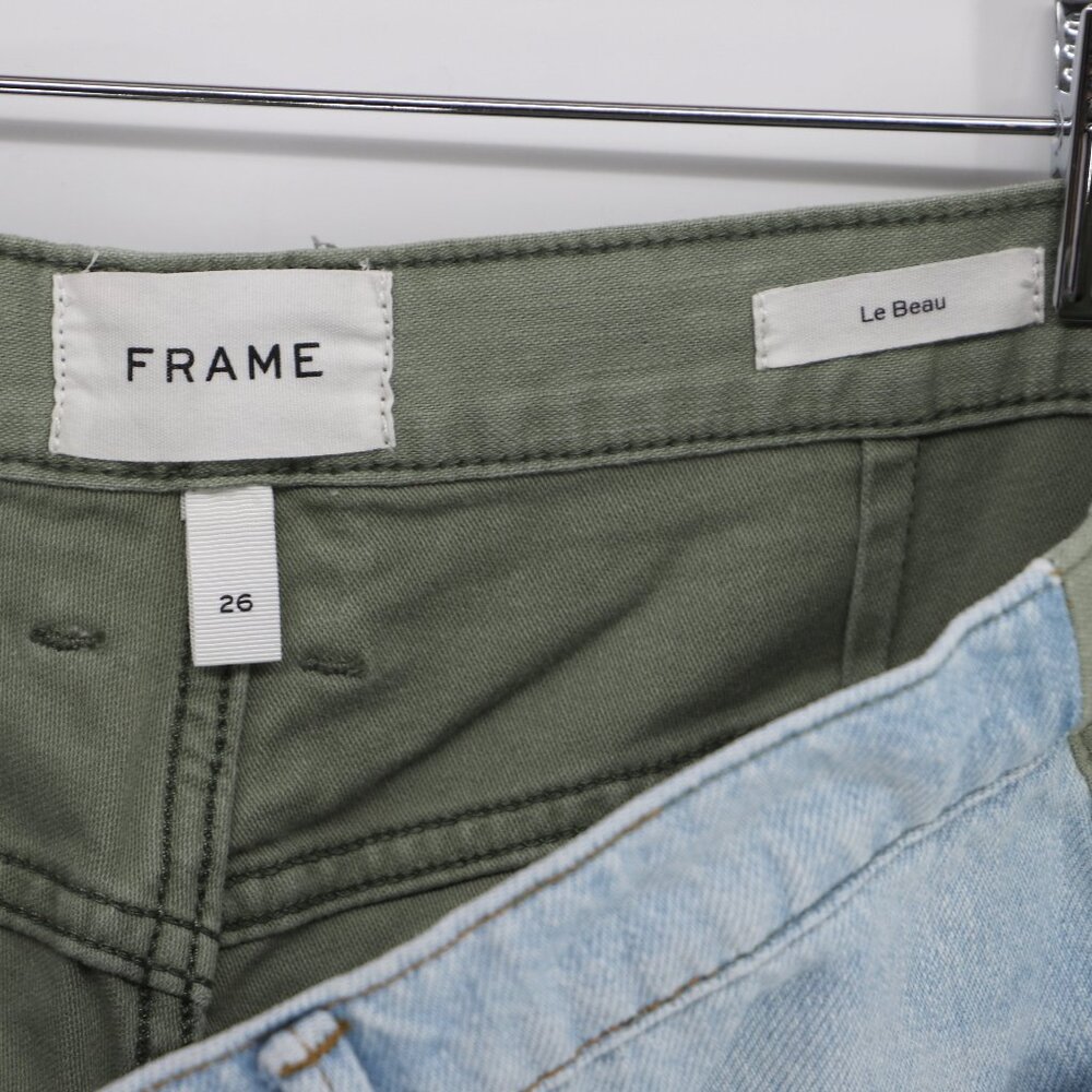 FRAME Le Beau Cargo Pants Boyfriend Fit Canteburry Two Toned Blue Green Size 26 - Picture 8 of 9